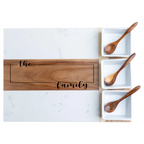 Family Name Marble & Acacia Charcuterie Board Gift Set (11-Piece)