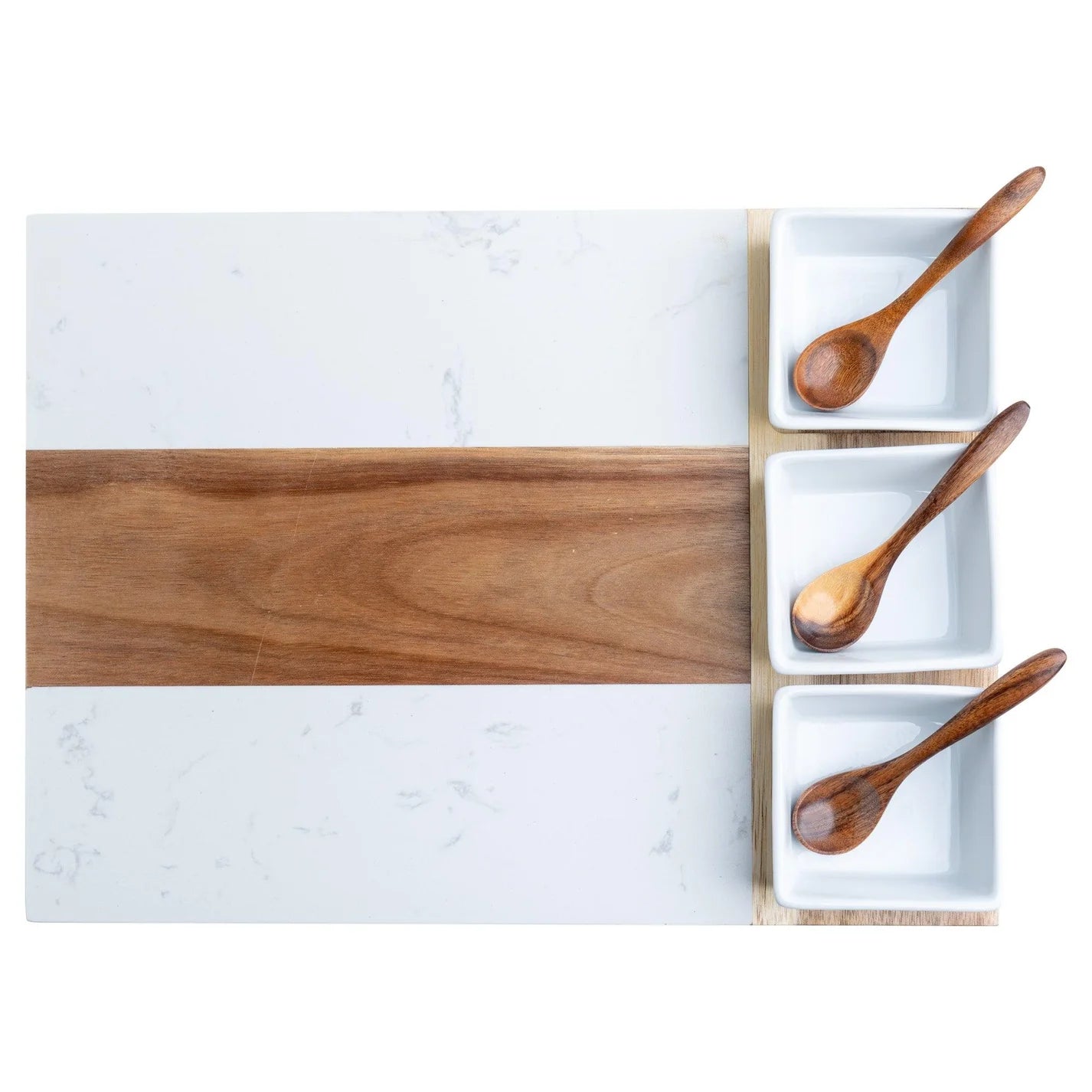 Family Name Marble & Acacia Charcuterie Board Gift Set (11-Piece)