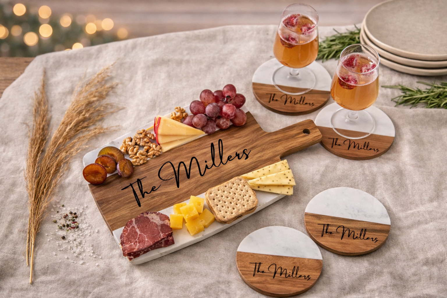 Marble & Acacia Cheese Board 5pc Set