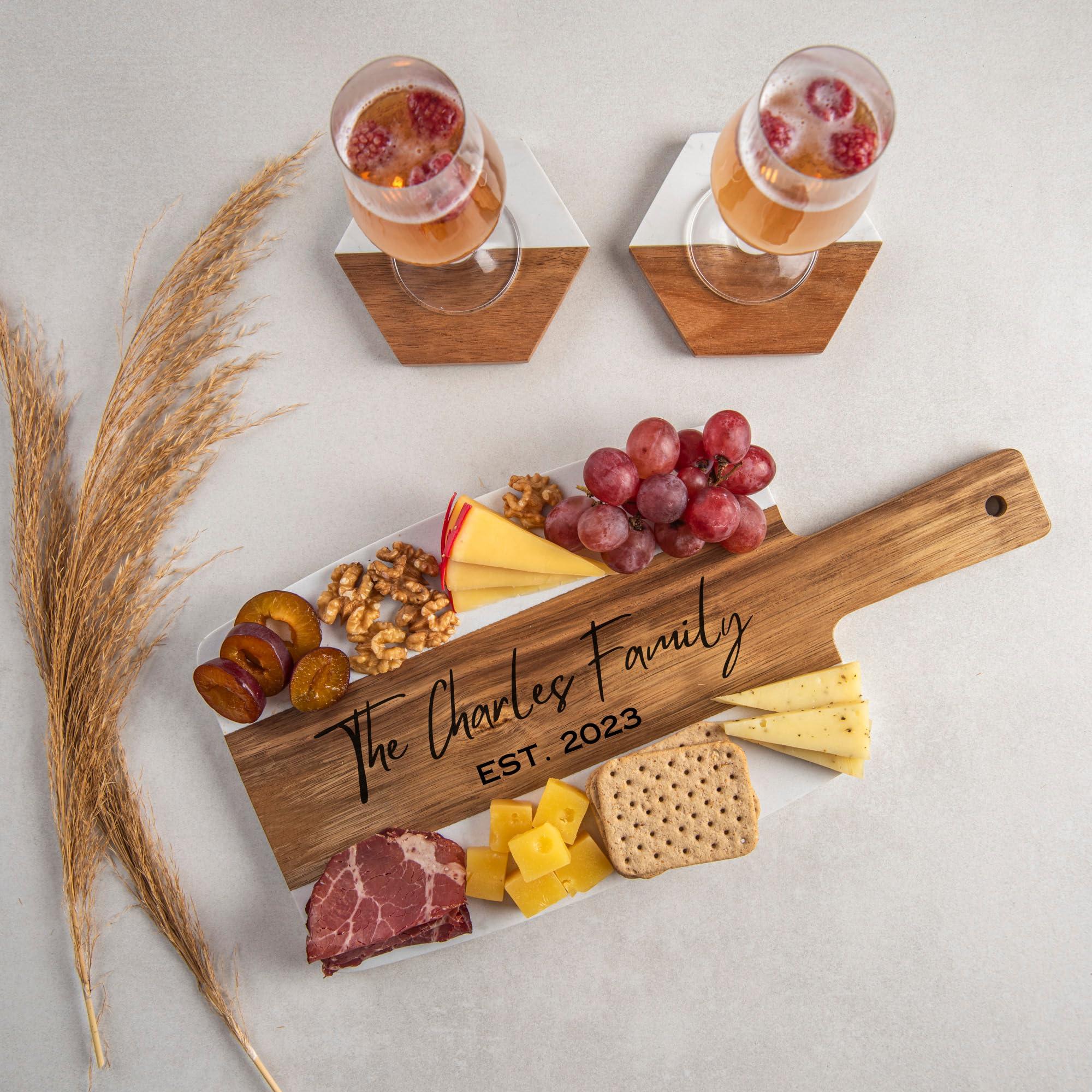 Marble & Acacia Cheese Board 5pc Set