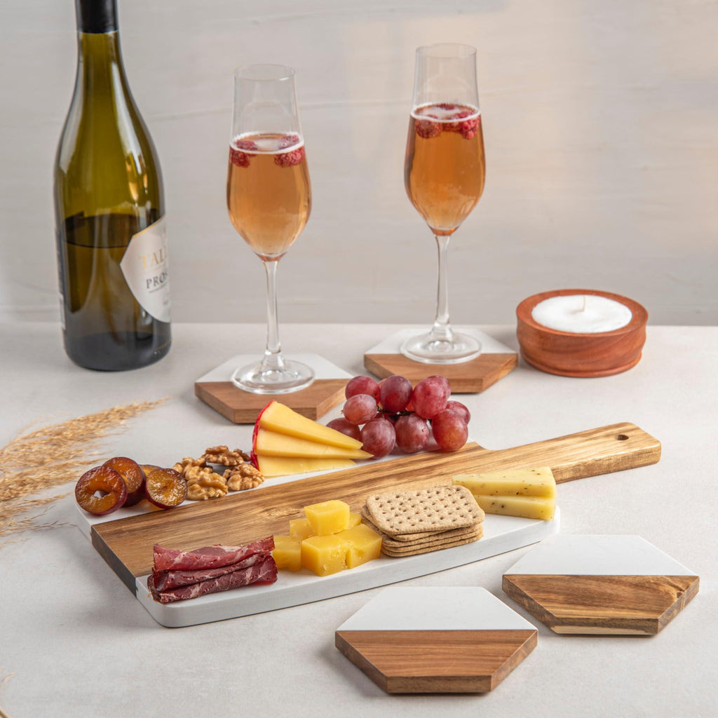 Marble & Acacia Cheese Board 5pc Set