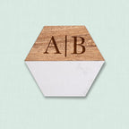 Personalized Coaster Set of 4, Marble and Acacia Wood, Wedding Gift, Housewarming, Home Decor, Entertaining
