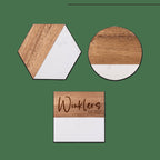 Personalized Coaster Set of 4, Marble and Acacia Wood, Wedding Gift, Housewarming, Home Decor, Entertaining