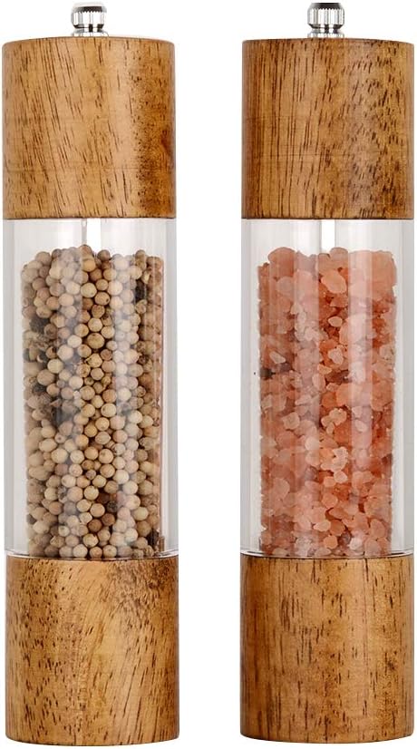 Acacia Wood Salt & Pepper Grinder Set